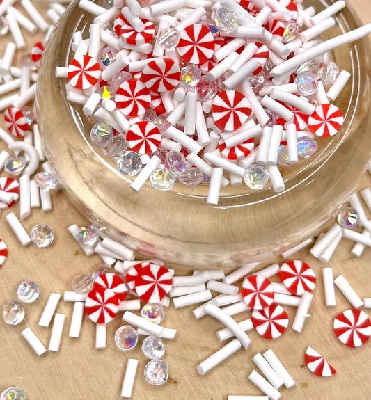Peppermint on Ice (rhinestone & polymer clay mix)