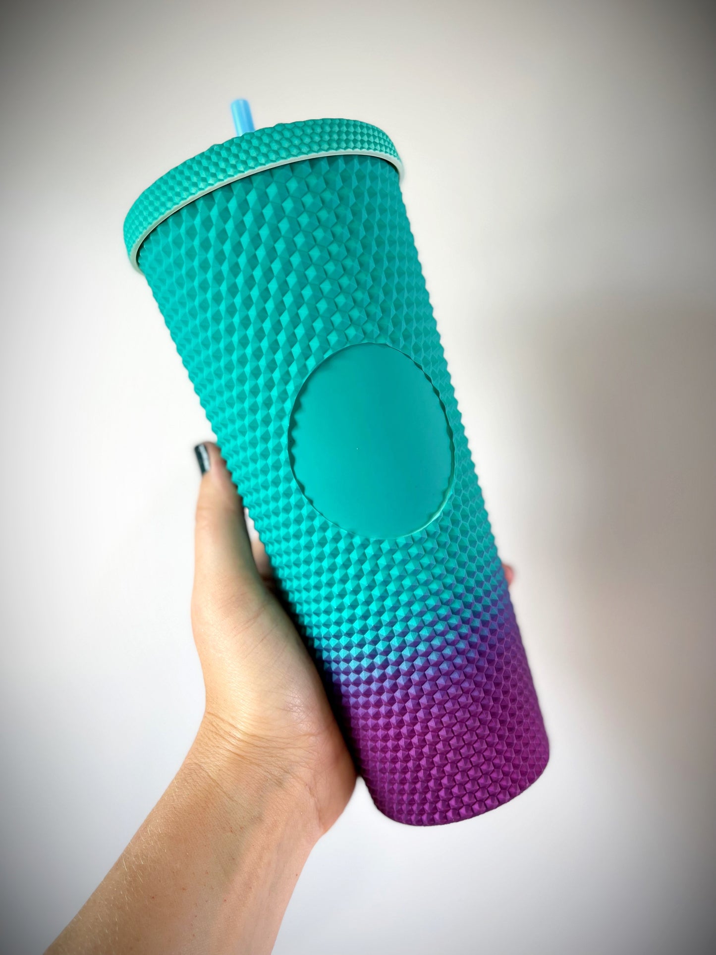Studded Teal and Purple Acrylic Tumbler