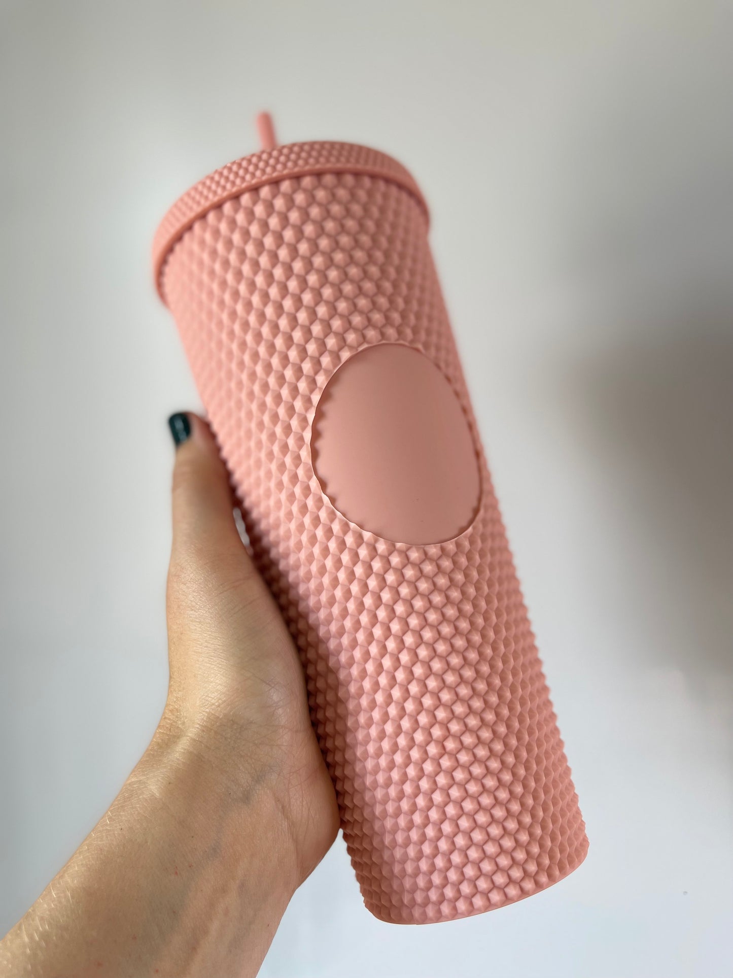 Studded Salmon Pink Acrylic Tumbler 24 oz