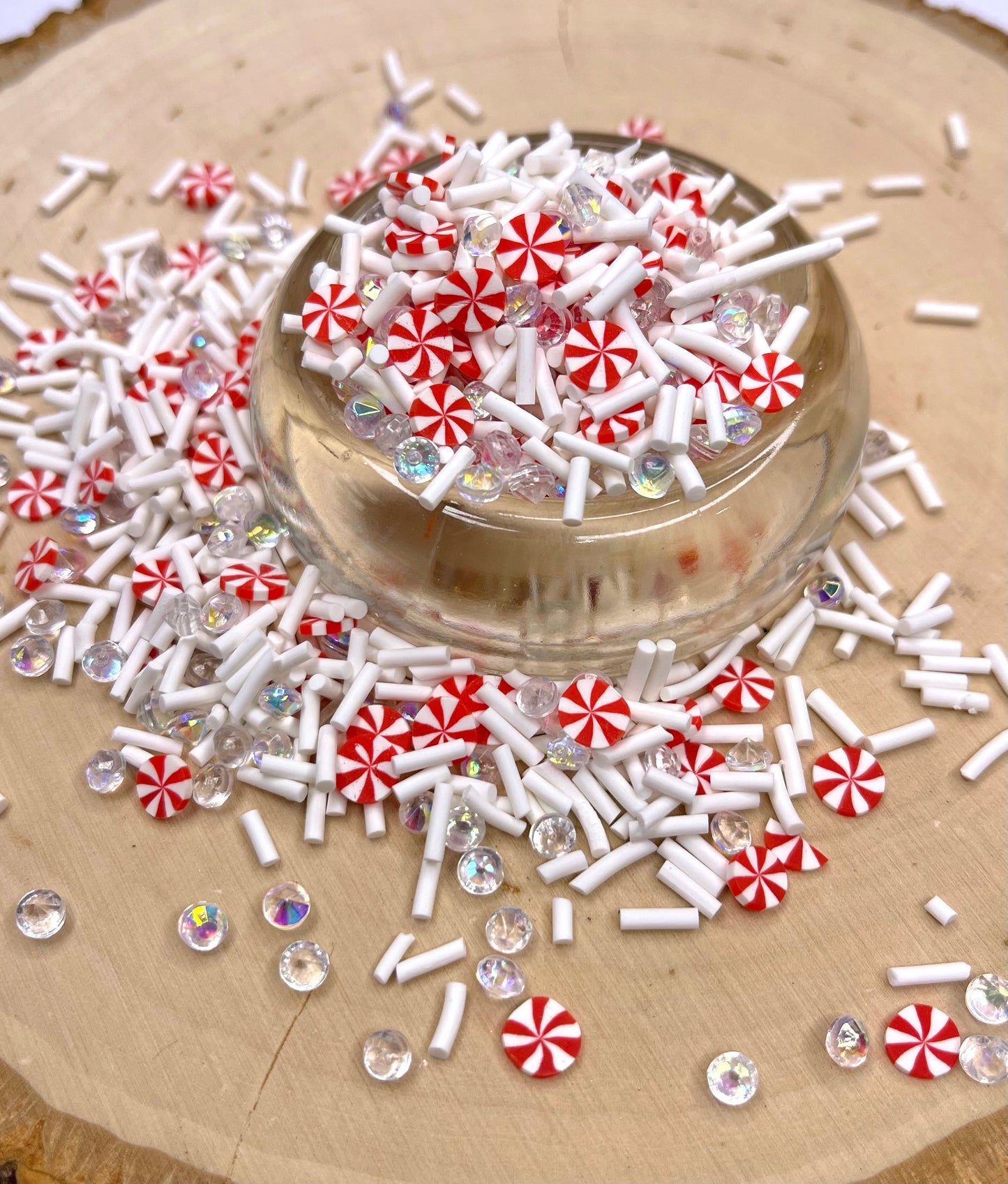 Peppermint on Ice (rhinestone & polymer clay mix)