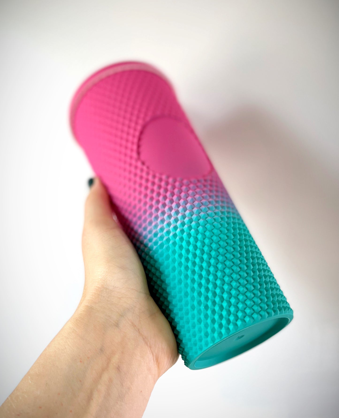 Studded Pink and Teal Ombre Acrylic Tumbler 24 oz