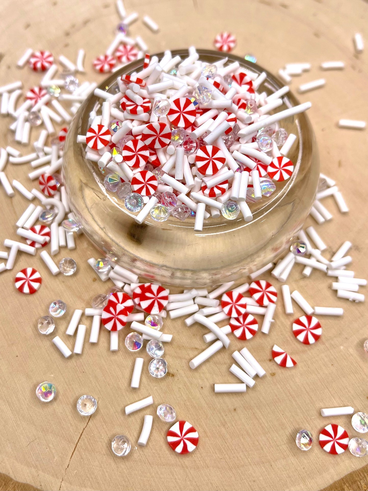 Peppermint on Ice (rhinestone & polymer clay mix)