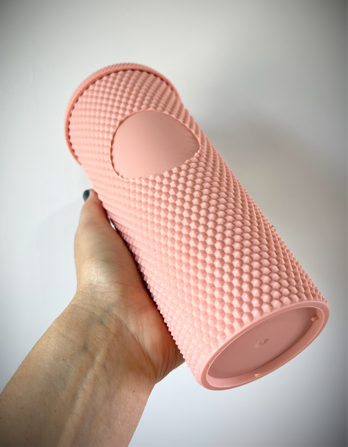 Studded Salmon Pink Acrylic Tumbler 24 oz