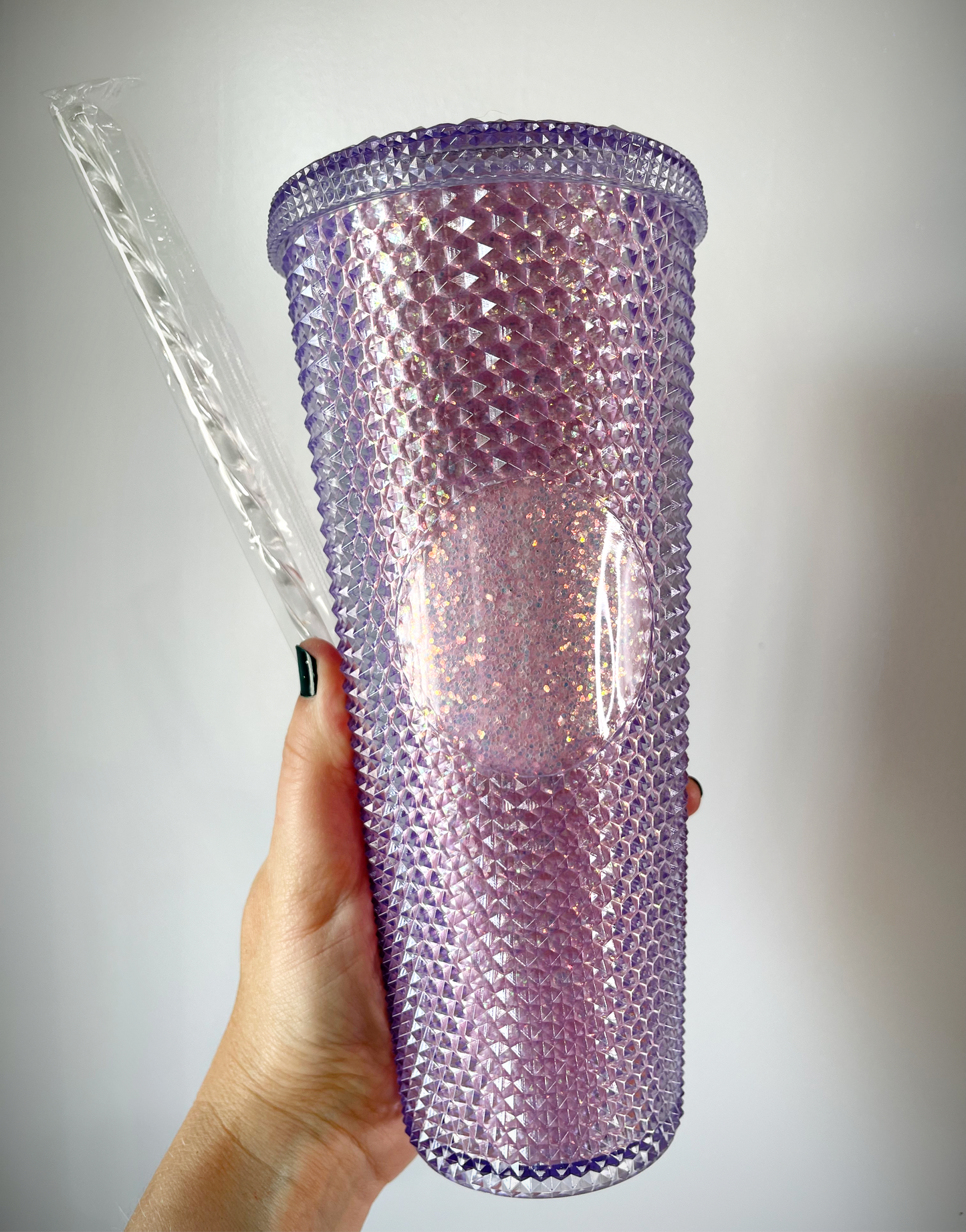 Studded Lilac Glitter Tumbler 24 oz