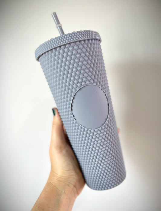 Studded Matte Grey Acrylic Tumbler 24 oz