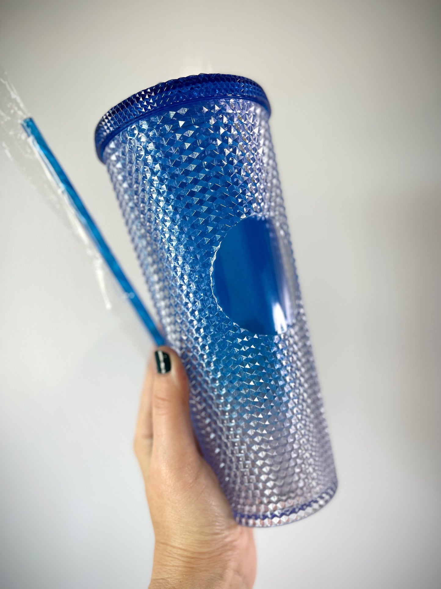 Studded Blue to clear ombre Tumbler 24 oz