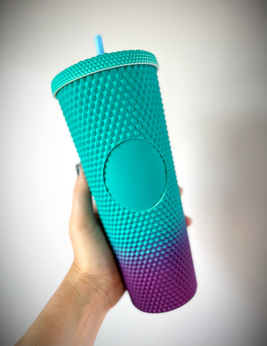 Studded Teal and Purple Acrylic Tumbler