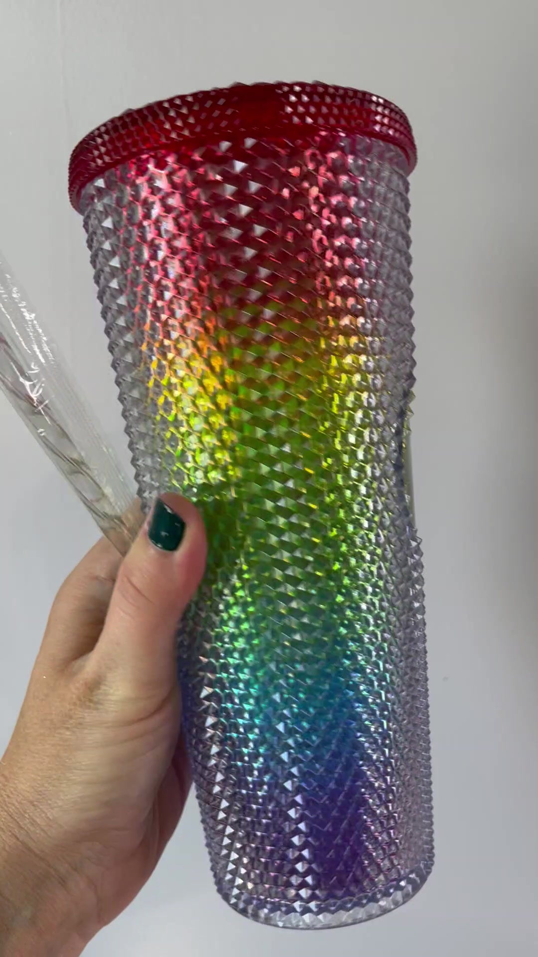 Studded Rainbow Ombre Acrylic Tumbler 24oz