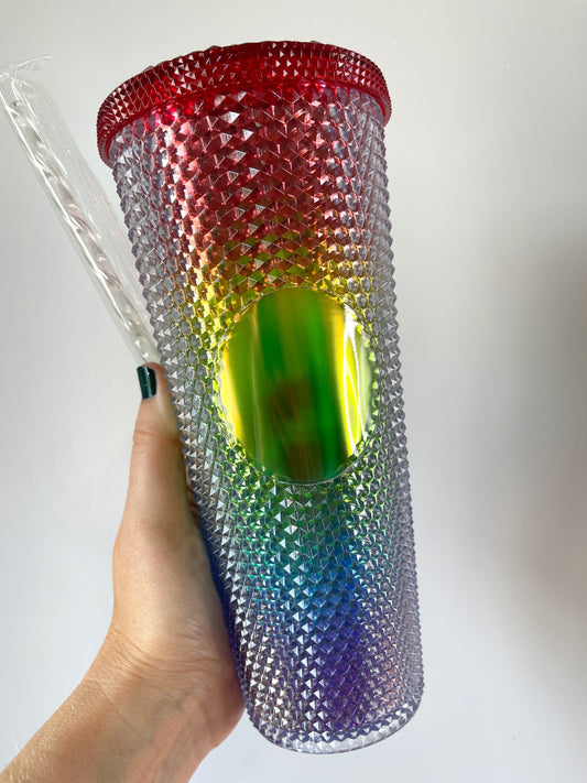 Studded Rainbow Ombre Acrylic Tumbler 24oz