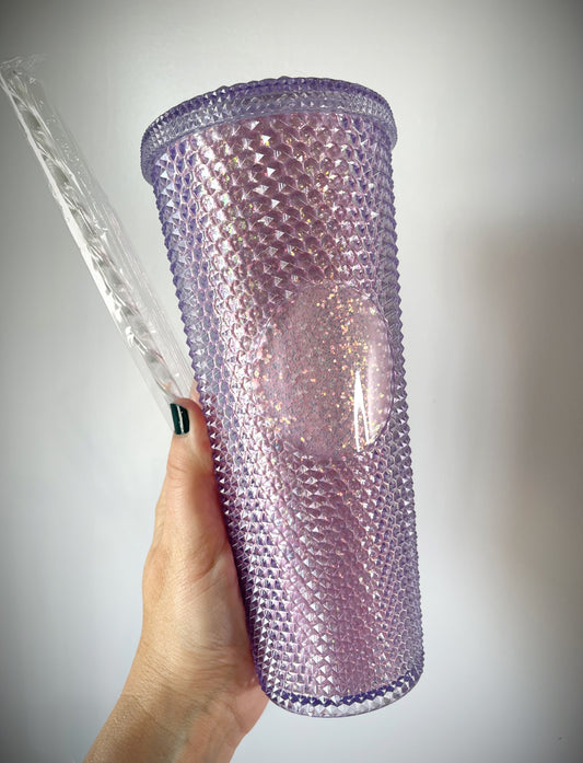 Studded Lilac Glitter Tumbler 24 oz